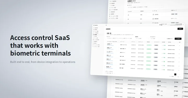 Screen of a cloud service for entry and exit management integrated with biometric terminals